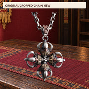 Tibetan Vajra Pendant S925 Silver Buddhist Amulet Protective Dorje Necklace Spiritual Meditation Talisman Handmade Himalayan Jewelry