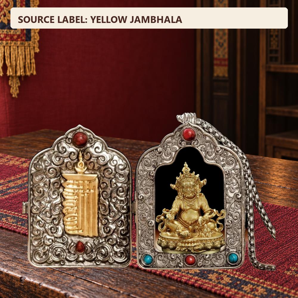 Tibetan Ghau Box Pendant w/Buddha Protector Statue Buddha Gau Solid Brass Amulet Silver Meditation Gift Buddism Practice Spiritual Necklace