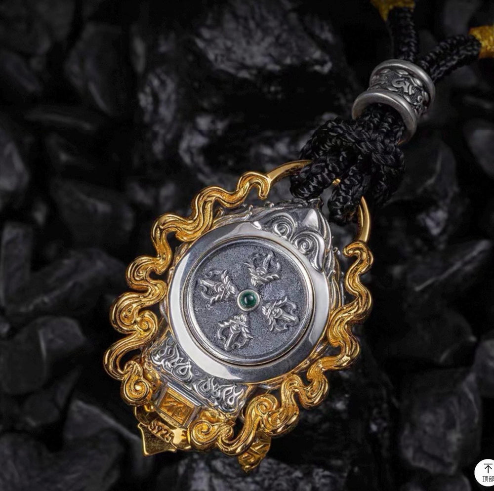 ORNATE MASK PENDANT — original source view 2; ORIGINAL REAR / CORD REFERENCE