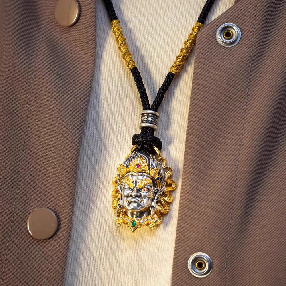 ORNATE MASK PENDANT — original source view 7; ORIGINAL WEARING PHOTOGRAPH