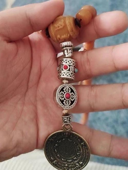 Handcrafted Bodhi Root Mala Beads, 108 Tibetan Prayer Beads Necklace Bracelet with Agate, Spiritual Meditation Jewelry