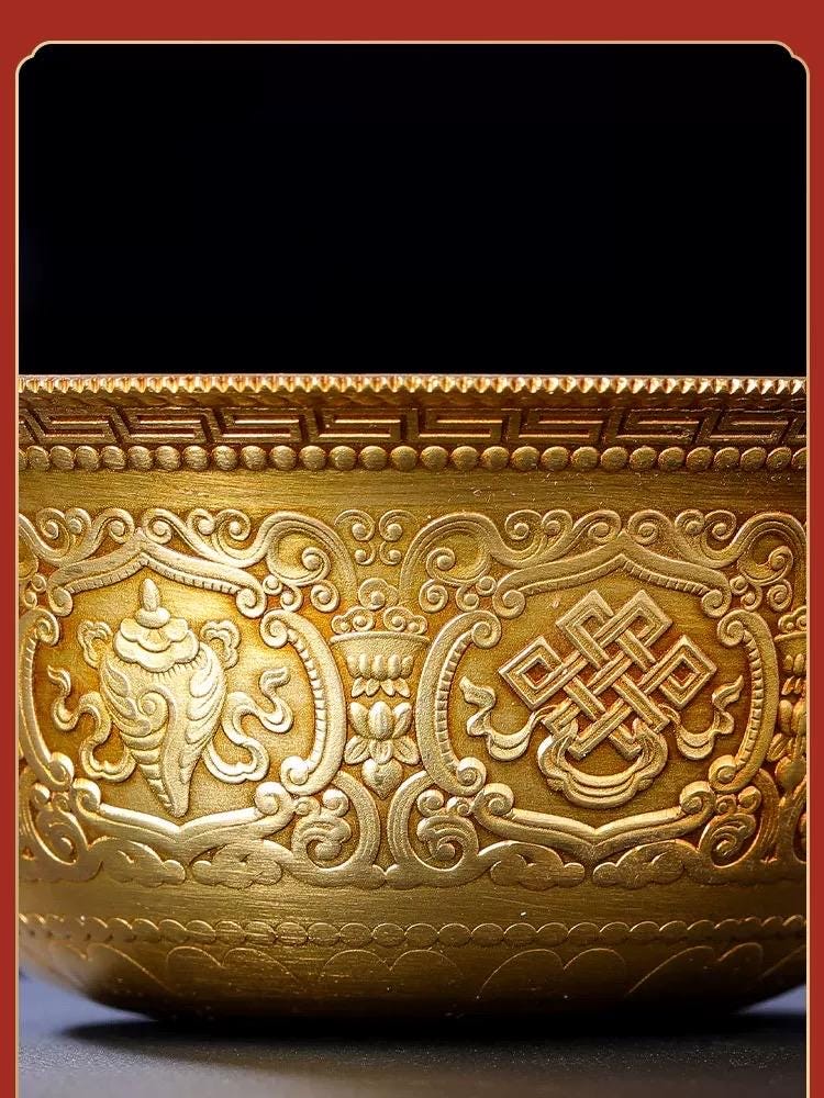 Handcrafted Brass Offering Bowl, Tibetan Buddhist Copper Altar Cup, Rituals Meditation and Incense Offerings