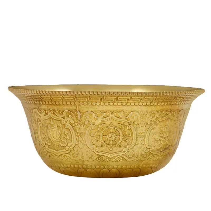 Handcrafted Brass Offering Bowl, Tibetan Buddhist Copper Altar Cup, Rituals Meditation and Incense Offerings