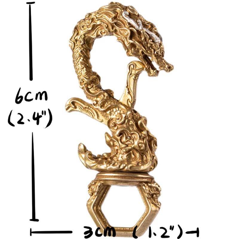 Dragon Loong Keychain Tibetan Handcrafted Copper Good Fortune Protection Figurine key ring Home Decor Unique Gift