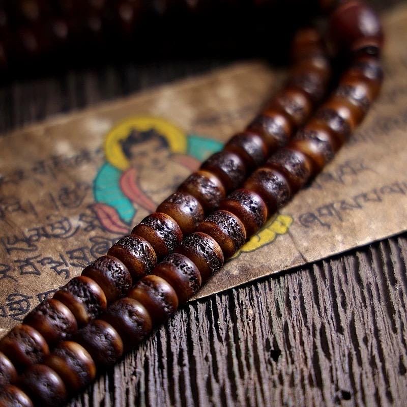 Handcrafted Tibetan Yak Bone Mala Bracelet, 108 Beads Buddhist Prayer Beads for Meditation, Yoga, and Spiritual Healing, Tibetan Jewelry