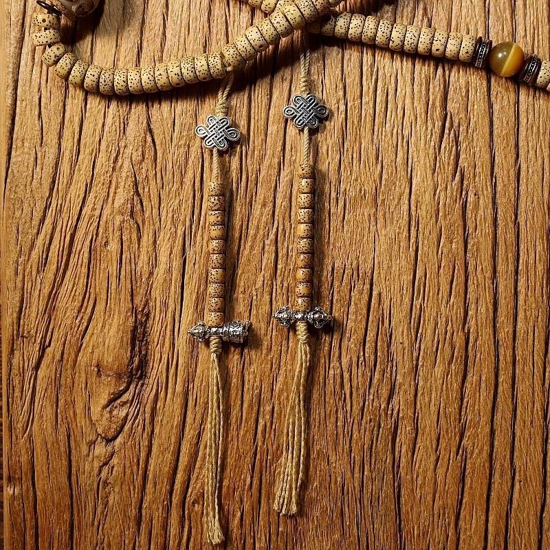 Natural Star Moon Bodhi 108 Seed Tibetan Mala, Bead Necklace Bracelet for Meditation and Spiritual Practice