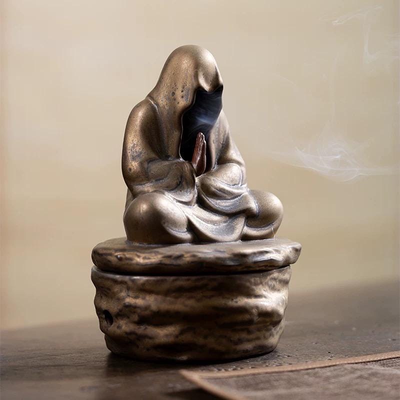 Handcrafted Zen Inspired Incense Burner Antique Style Pan Coil Holder for Meditation Bodhidharma Home Decor