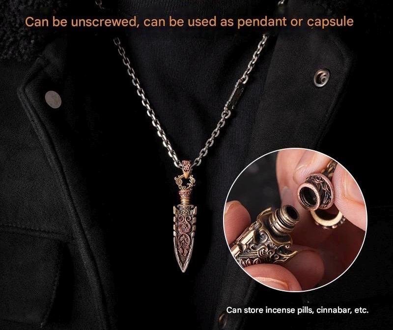Handcrafted Brass Arrowhead Pendant Warring States-Inspired Warrior Talisman Necklace