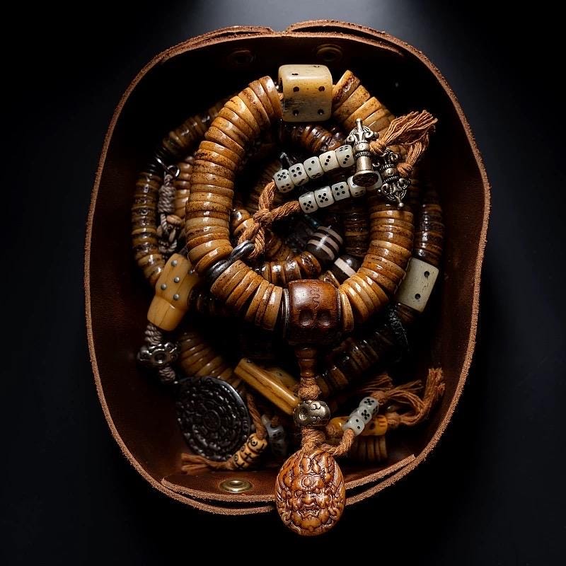 Vintage Tibetan Yak Bone Bracelet, Handcrafted Single-Strand Beads for Men & Women