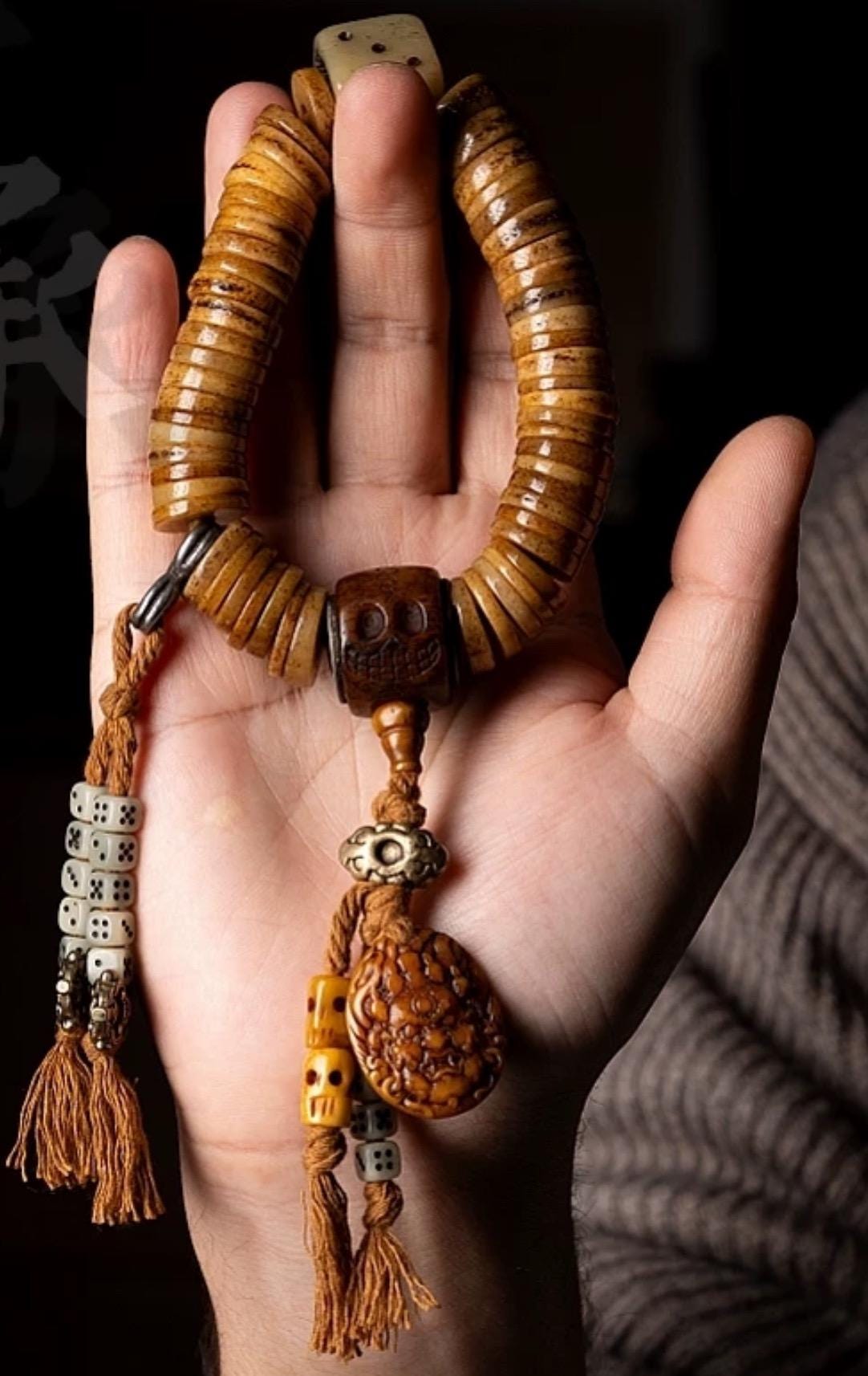 Vintage Tibetan Yak Bone Bracelet, Handcrafted Single-Strand Beads for Men & Women