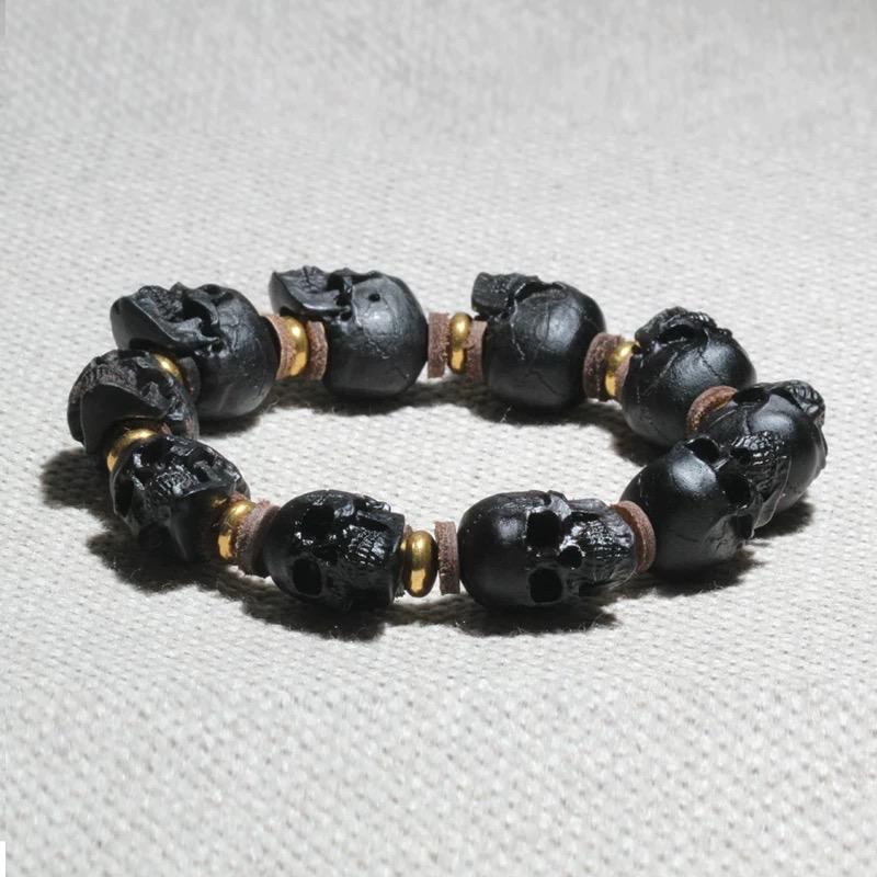 Handcrafted Tibetan Skull Mala Bracelet Camel Bone Amulet Beads