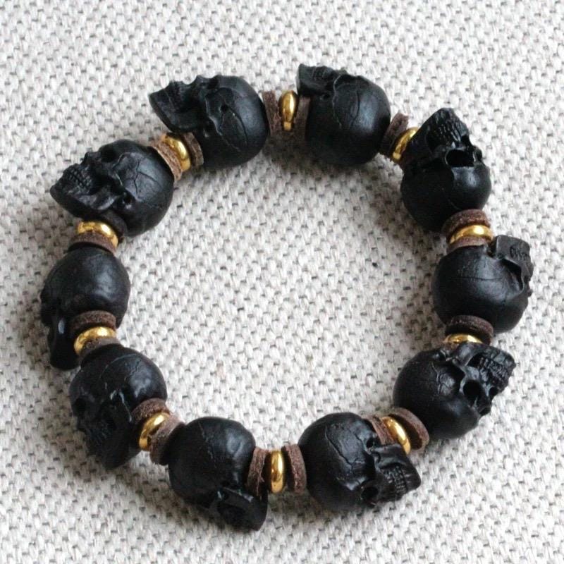 Handcrafted Tibetan Skull Mala Bracelet Camel Bone Amulet Beads