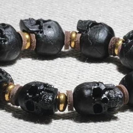 Handcrafted Tibetan Skull Mala Bracelet Camel Bone Amulet Beads
