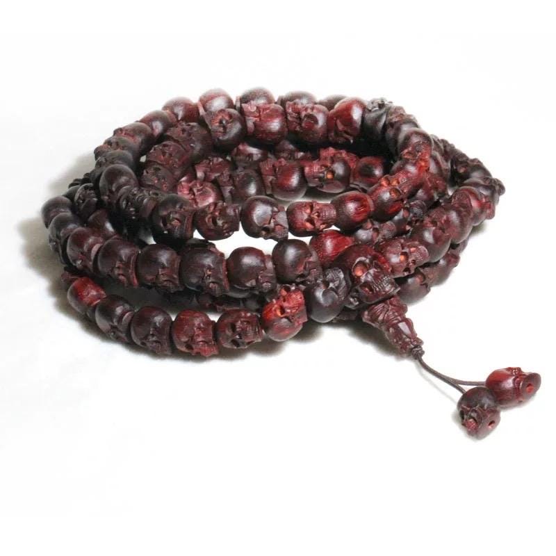 Yak Bone Skull Mala Bracelet: Tibetan Buddhist Prayer Beads