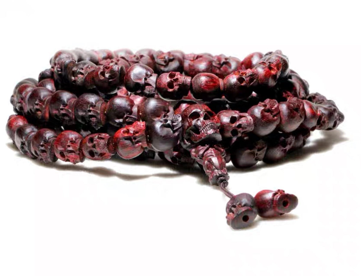 Yak Bone Skull Mala Bracelet: Tibetan Buddhist Prayer Beads