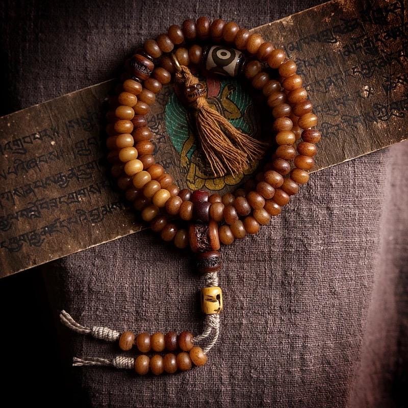 Handcrafted Yak Bone Mala Bracelet: Tibetan Prayer Beads, Spiritual Jewelry