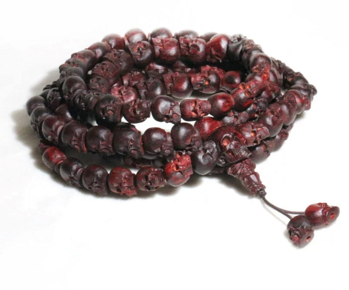 Yak Bone Skull Mala Bracelet: Tibetan Buddhist Prayer Beads