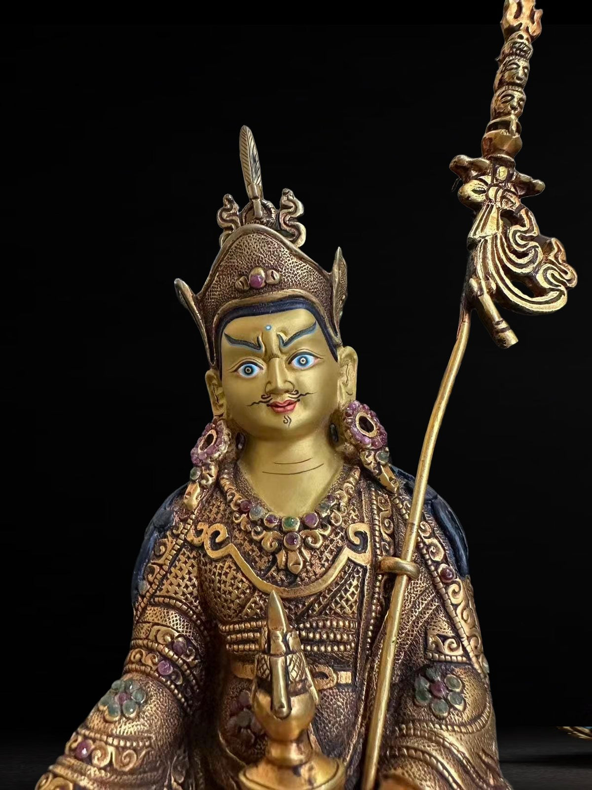 Padmasambhava (Guru Rinpoche) Statue – 23cm | Shakya Clan Inspired Buddhist Sculpture | Tibetan Himalayan Art
