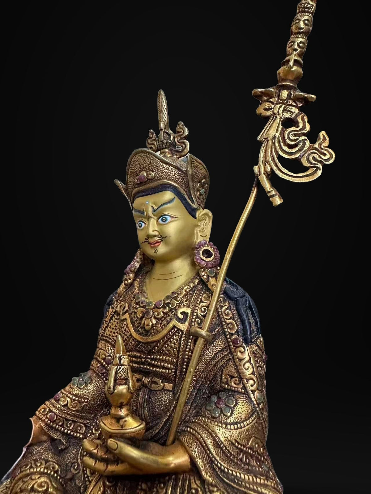 Padmasambhava (Guru Rinpoche) Statue – 23cm | Shakya Clan Inspired Buddhist Sculpture | Tibetan Himalayan Art