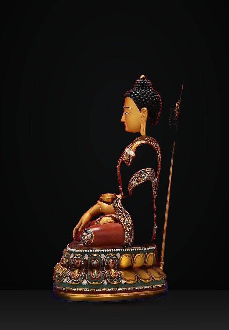Handcrafted Shakyamuni Buddha Statue: Tibetan Brass Deity