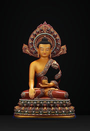 Handcrafted Shakyamuni Buddha Statue: Tibetan Brass Deity