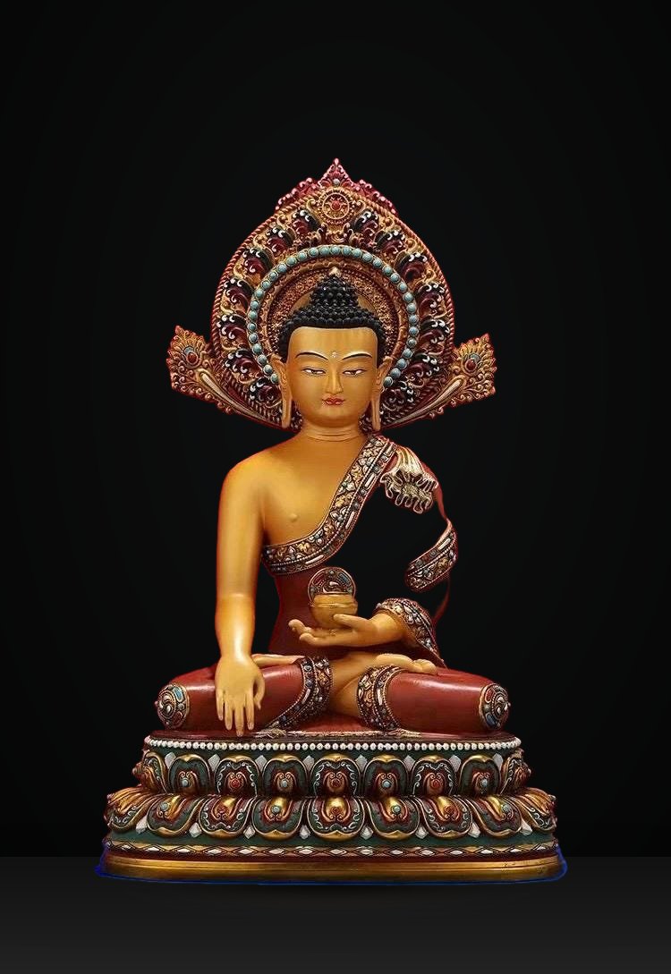 Handcrafted Shakyamuni Buddha Statue: Tibetan Brass Deity
