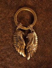 Wing Keychain Pendant | Solid Silver or Brass Keychain | Handcrafted Car Accessory |