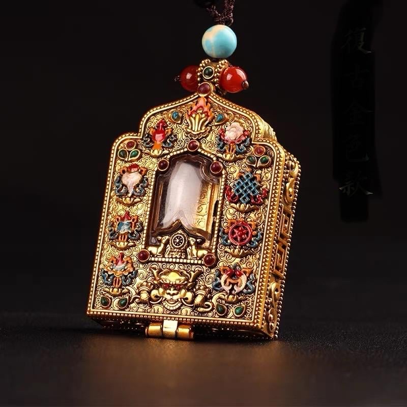 Handmade Tibetan Brass Ghau Necklace: Buddhist Amulet Locket