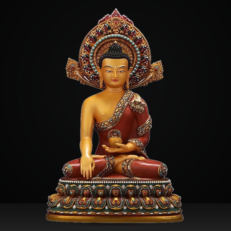 Handcrafted Shakyamuni Buddha Statue: Tibetan Brass Deity