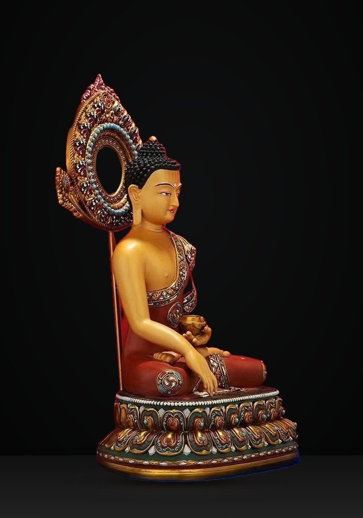 Handcrafted Shakyamuni Buddha Statue: Tibetan Brass Deity