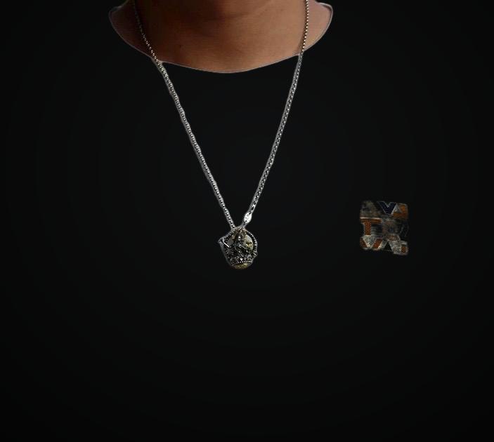 Silver Manjushri Bodhisattva Pendant with gold plated parts