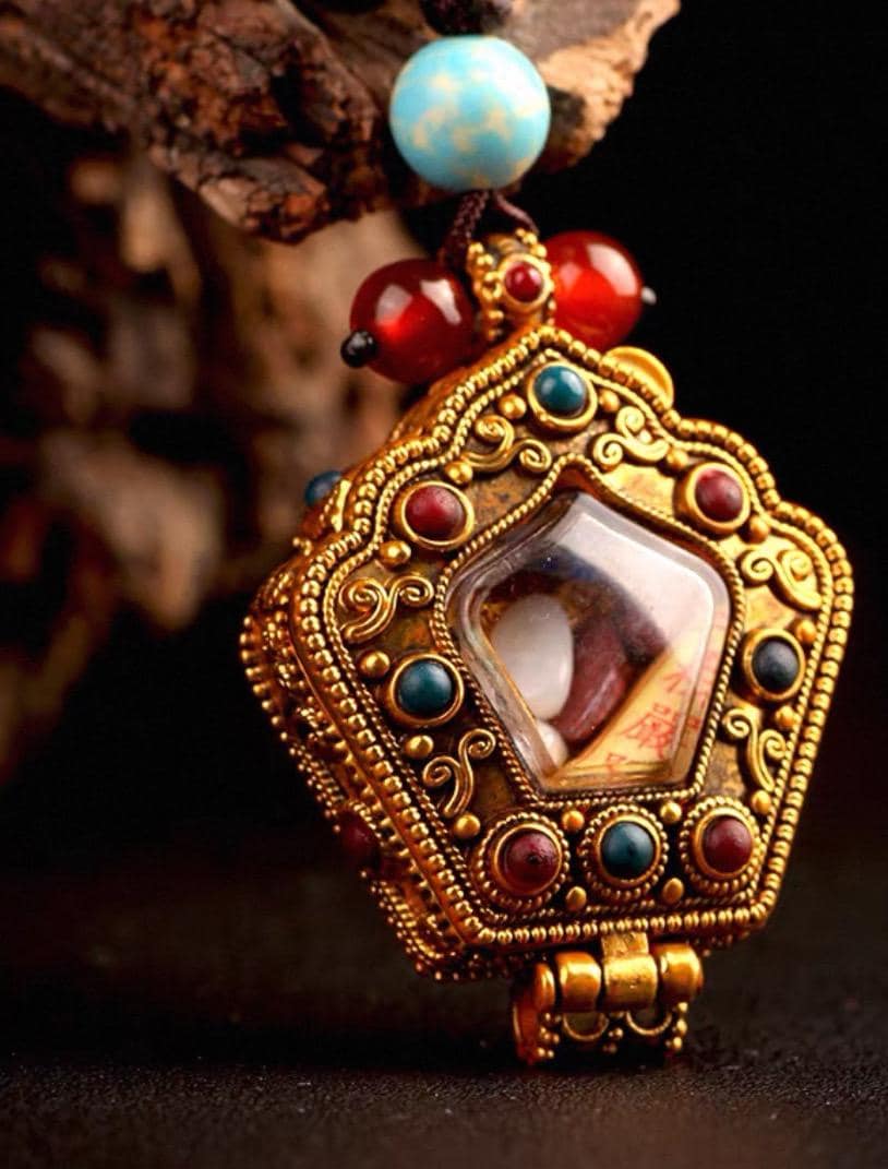 Tibetan Ghau Prayer Box Necklace | Buddhist Amulet Pendant | Handmade Brass Ghau Locket