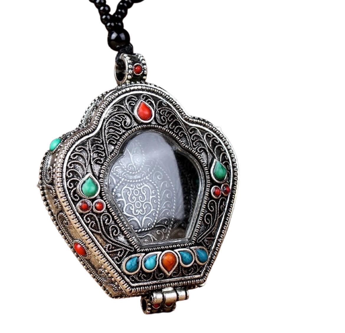 Tibetan Ghau Prayer Box Necklace | Buddhist Amulet Pendant | Handmade Brass Ghau Locket