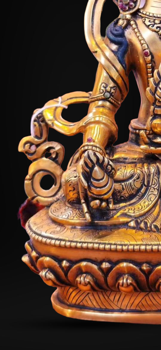 Kṣitigarbha Bodhisattva Statue • 24k Gold Gilded • Pure Copper • Handcrafted Nepal Buddhist Art