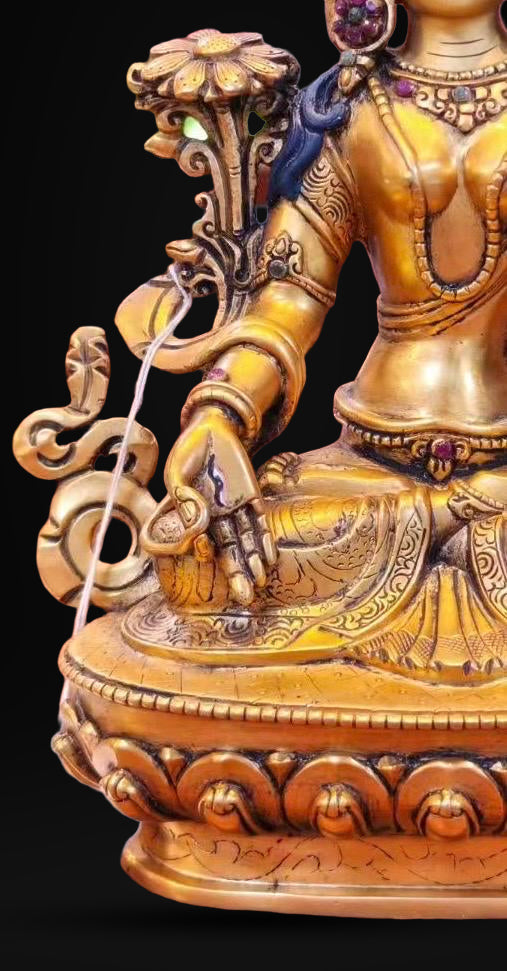 White Tara Statue • 24k Gold Gilded Sitatara • Pure Copper Buddhist Goddess • Handcrafted Nepal Sacred Art
