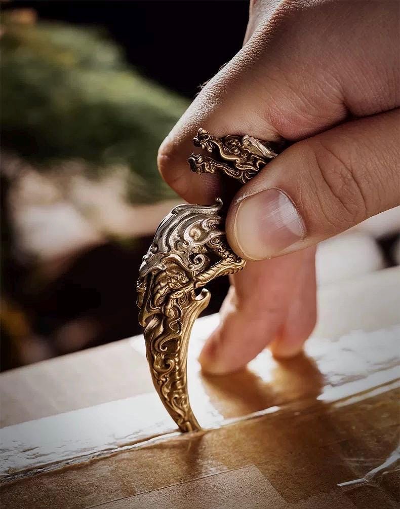 Handcrafted Brass / Silver Dragon Tea Knife – Symbol of Power & Prosperity