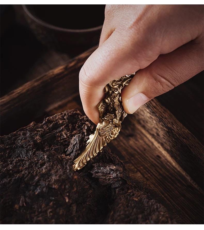 Handcrafted Brass / Silver Dragon Tea Knife – Symbol of Power & Prosperity