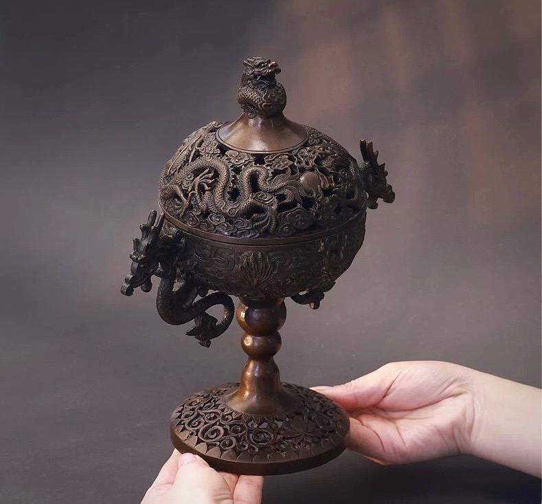 Traditional Bronze Dragon Incense Burner
