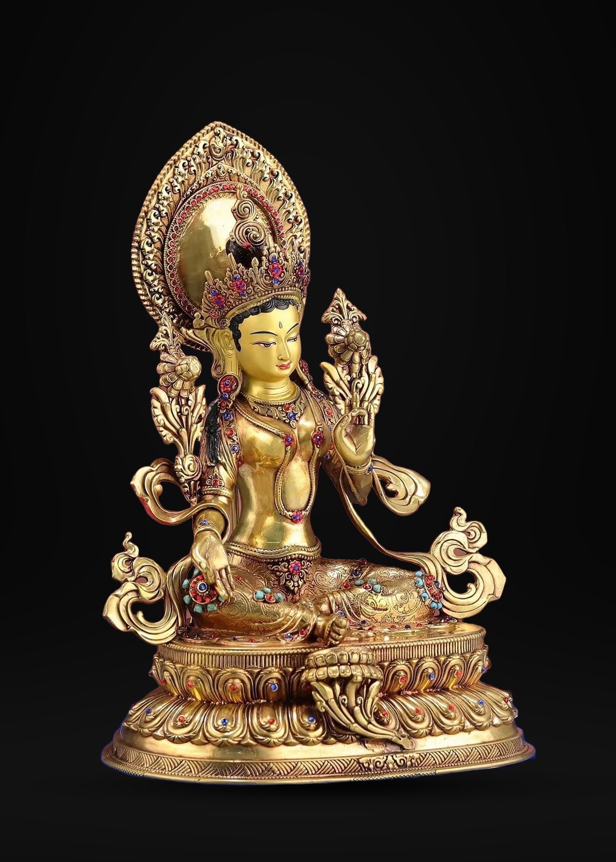 Nepalese Green Tara Statue – Tibetan Buddhist Deity for Home Altar