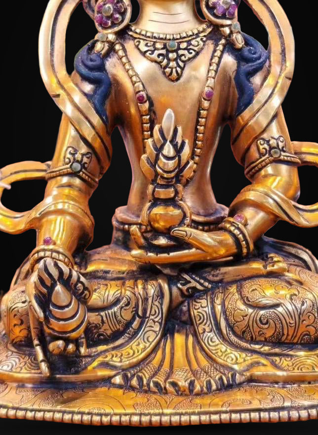 Kṣitigarbha Bodhisattva Statue • 24k Gold Gilded • Pure Copper • Handcrafted Nepal Buddhist Art