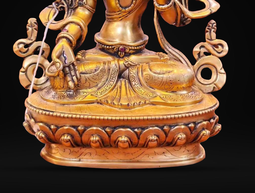 White Tara Statue • 24k Gold Gilded Sitatara • Pure Copper Buddhist Goddess • Handcrafted Nepal Sacred Art