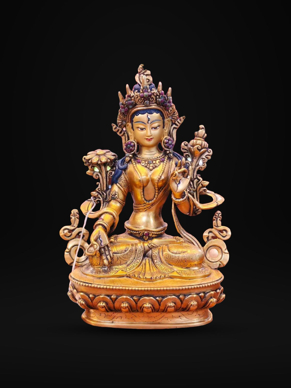 White Tara Statue • 24k Gold Gilded Sitatara • Pure Copper Buddhist Goddess • Handcrafted Nepal Sacred Art