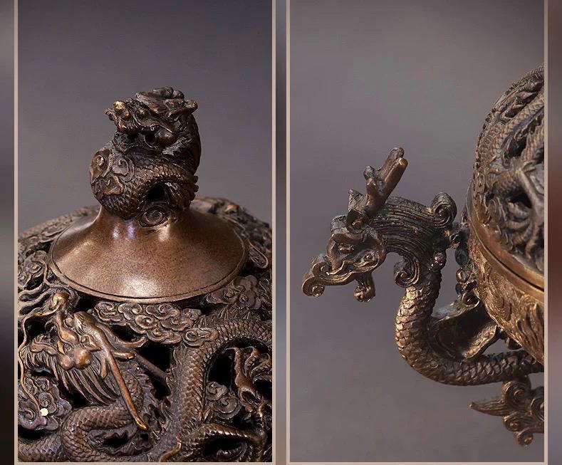 Traditional Bronze Dragon Incense Burner