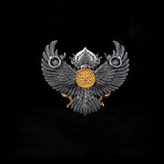 Handcrafted Garuda Pendant for Men - Solid S925 Sterling Silver Tibetan Buddhist Necklace, Heavy Detailed Chakra Amulet, Vintage Ethnic Jewe