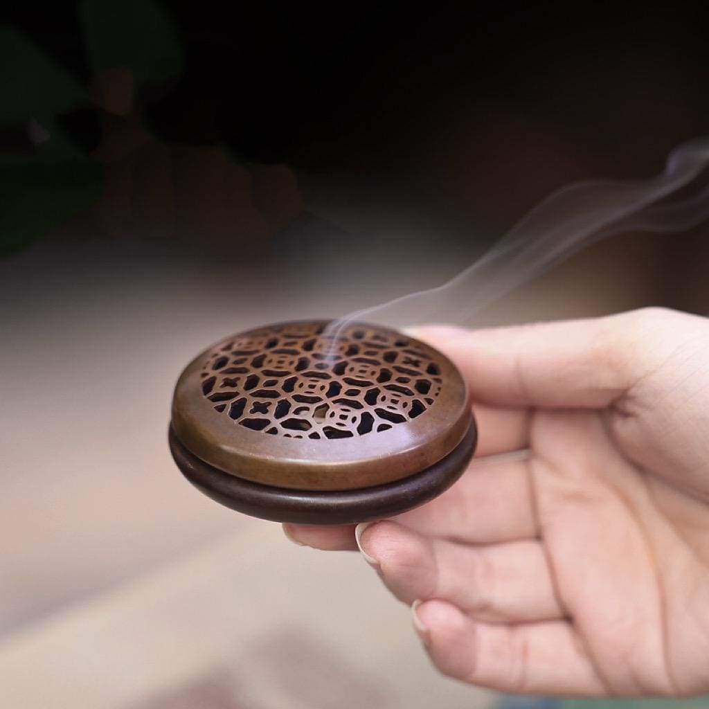 Handmade Purple Copper Incense Burner, Zen Aromatherapy Altar
