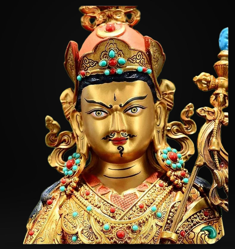 Handmade Tibetan Padmasambhava Statue – Full Gold-Plated Copper Guru Rinpoche