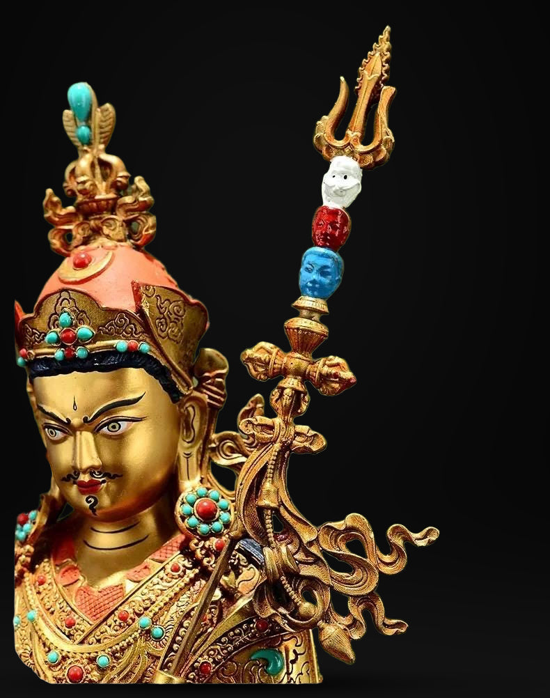 Handmade Tibetan Padmasambhava Statue – Full Gold-Plated Copper Guru Rinpoche