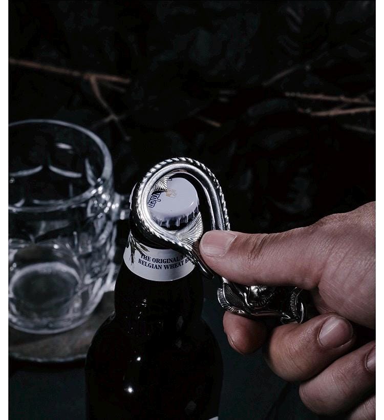 Deep Sea Viper Fish Bottle Opener Keychain, Unique Stainless Steel Carabiner Hook, Creative EDC Tool for Men, Masculine Gift Idea