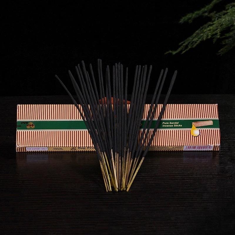 RAJ Golden Wood Sandalwood Incense 9” Hand Rolled Incense from India