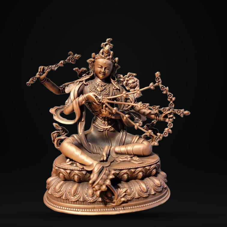 Kurukulle Red Tara Statue, Tibetan Buddhism Deity, 3 Inch 12cm Fine Copper Figurine, Altar Blessing, Handmade Buddhist Sculpture